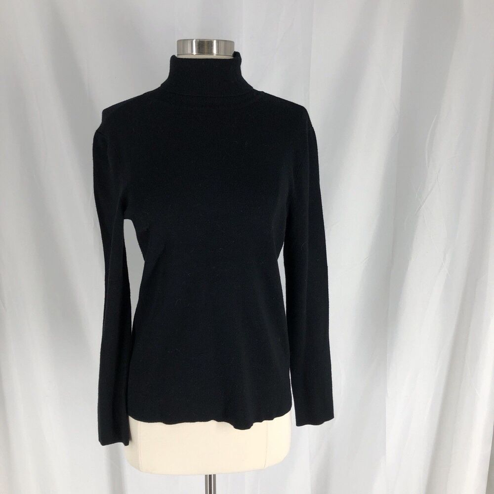 Chico's Light Sweater Women's Size 1 Black Long Sleeve Turtle Neck